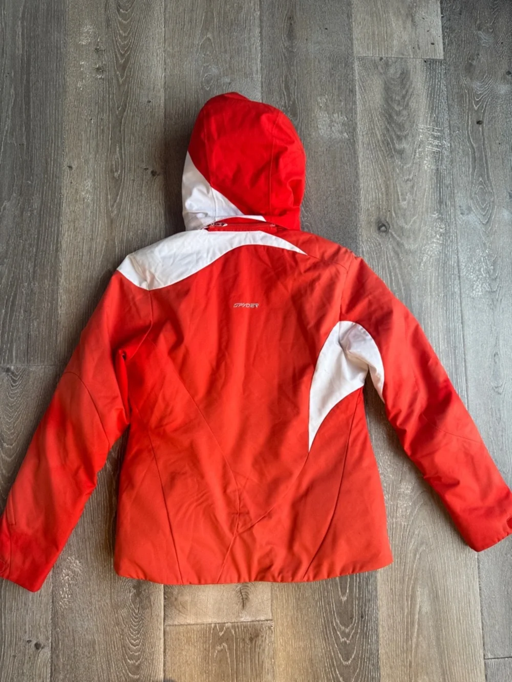 Spyder Red and White Kids Hooded Puffer Jacket - Picture 7 of 7